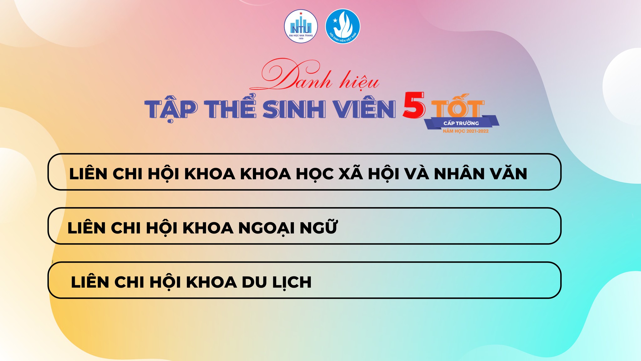 VINH DANH SINH VIÊN 5 TỐT KHOA DU LỊCH TRƯỜNG ĐẠI HỌC NHA TRANG